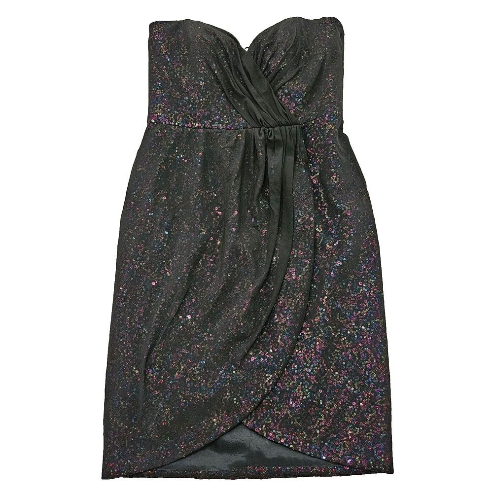 NWOT Vicky Tiel All Over‎ Rainbow Sequin Chiffon Overlay Sweetheart Dress Sz 4